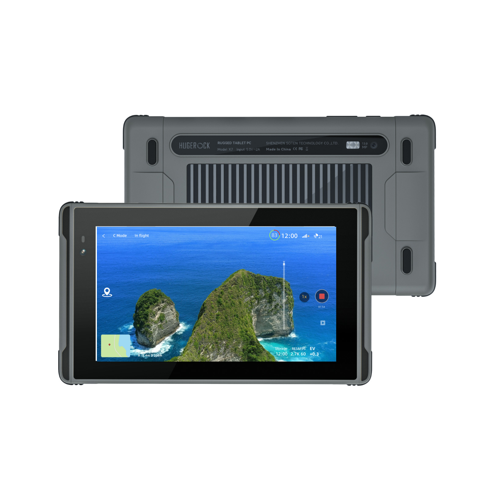 Hugerock X7 2600 Nits Rugged Android 13 Tablet UAV FPV Drone Control Ultra Bright Camera Field Monitor Fishing Sports Moto 7' FHD