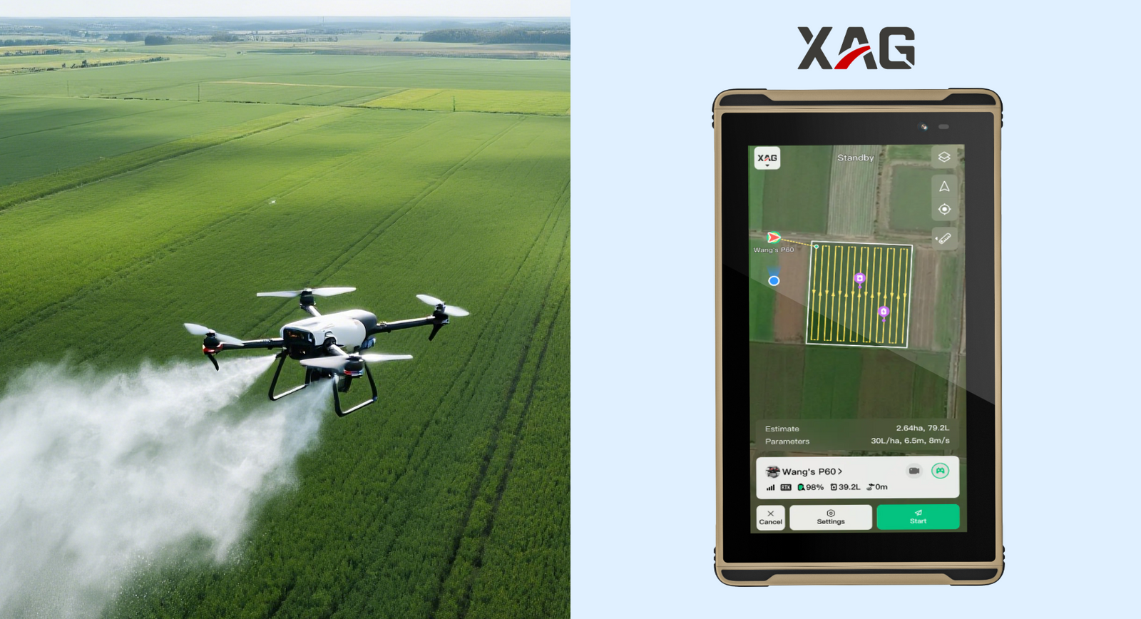 HUGEROCK X7 rugged tablet used with XAG precision agriculture drone workflow