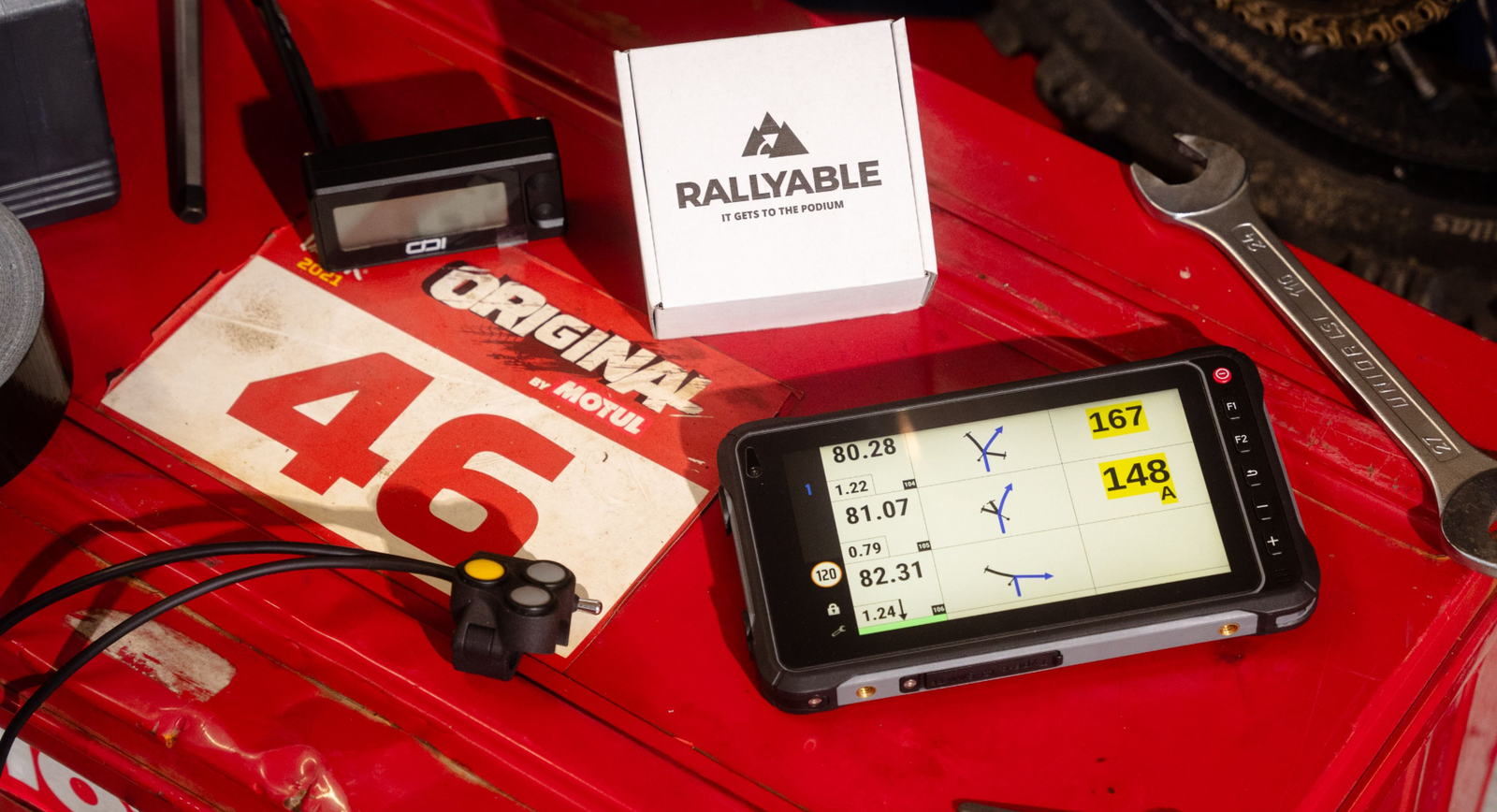 Rally race number 46 using HUGEROCK X72 rugged navigation tablet
