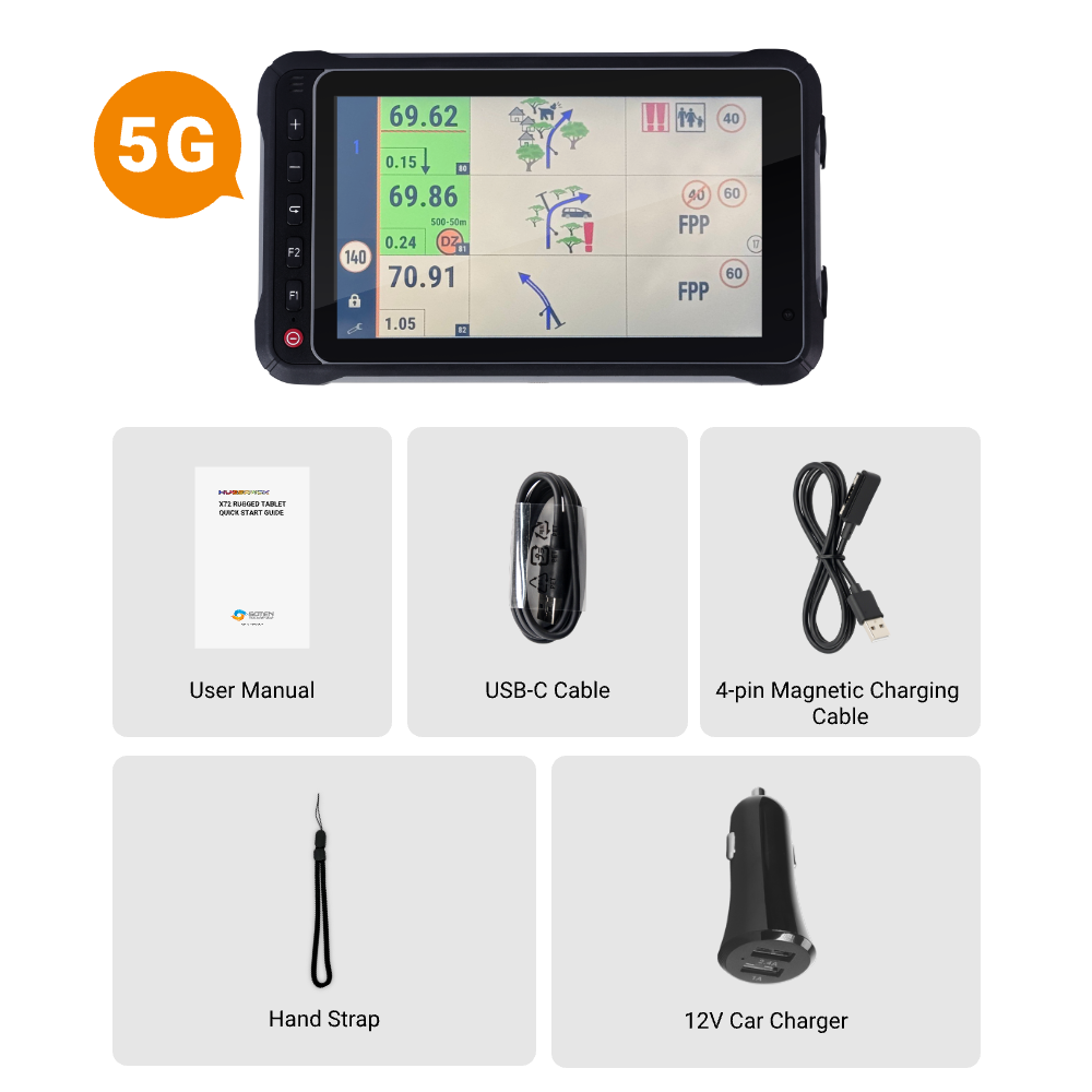 Hugerock X72 2600 Nits Rugged Tablet Android 15 Motorcycle Rally Racing Navigation Ultra Bright Motocross 7' FHD 8GB RAM 256GB ROM