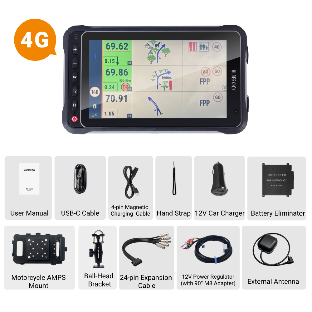 Hugerock X72 2600 Nits Rugged Tablet Android 15 Motorcycle Rally Racing Navigation Ultra Bright Motocross 7' FHD 8GB RAM 256GB ROM