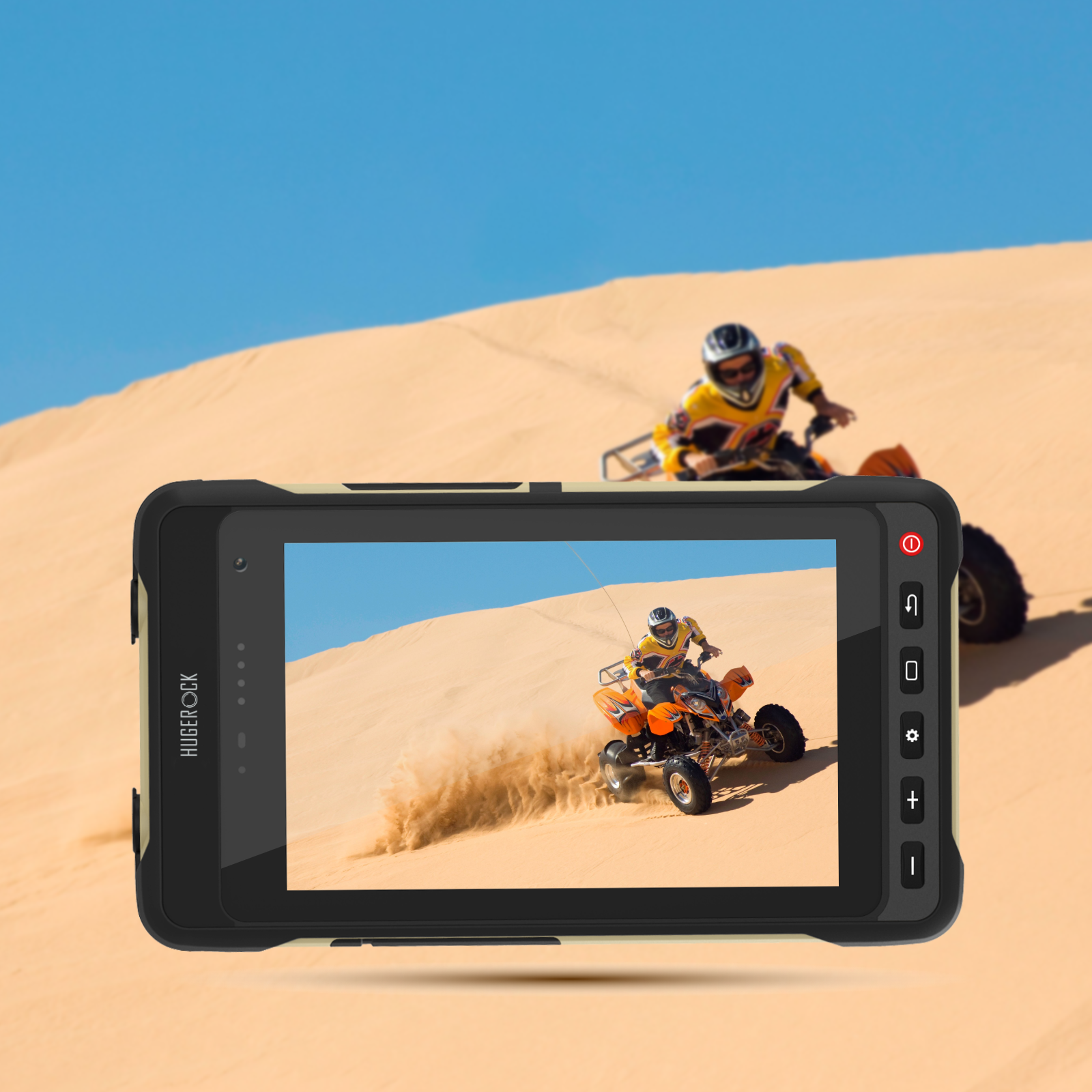 Hugerock X70 2600 Nits Tableta robusta Android 13 Cámara de navegación para motocicleta Monitor de campo Deportes ultrabrillantes Motocross 7' FHD 8GB RAM 128GB ROM