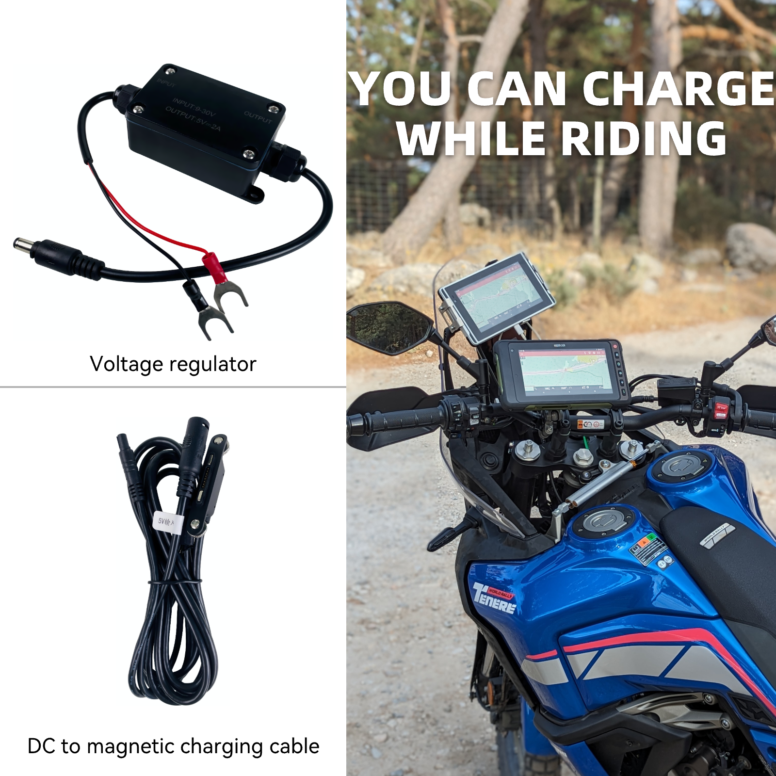 Hugerock X7 Motor Mount Bracket + Voltage Regulator for Motorcycle Bike Vehicle Tablet Display Accessories Multi-angle Adjustable Easy Installation